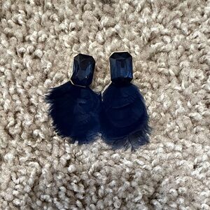 Kate Spade Midnight Blue Feather Earrings